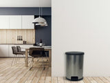 Kitchen Trash Can, 7.9 Gallon Plastic Step Garbage Bin with Lid, Silver 68012406