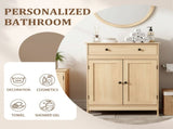 Natural wood color, particleboard with melamine veneer, 60*30*80cm, double doors, single drawer, 45169395