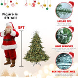 Artificial 5ft Green Christmas Tree with 1129 PE/PVC Mixed Branch Tips, 350L warm white led, memory 43281525
