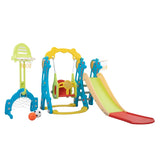 ZNTS 5 in 1 Slide and Swing Playing Set, Toddler Extra-Long Slide with 2 Basketball Hoops, Football, W2181139398