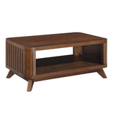 Rectangular Wood Coffee Table for Living Room, 41.5-Inch Coffee Table with Solid Wood Legs, Wood W1202P177316