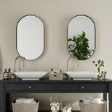 20x34 Inch Oval Recessed Medicine Cabinet, Metal Framed Bathroom Wall Cabinet with Mirror and W1435P201160