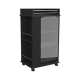 Baltimore Bar Cart with Casters, Glass Door and 2-Side Shelf B200P188862