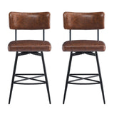 26''Retro Swivel Counter Stools Set of 2,Brown Counter Stools with iron Frame,PU Sponge N780P199991B