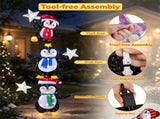 6 FT Pre-Lit Christmas Penguin Trio Decoration, 3 Cute Penguins with Iridescent Stars, Cold White 03911702