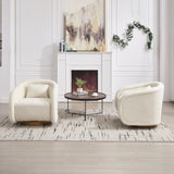 Swivel Accent Chair, 360-degree Barrel Chair with Teddy Upholstery, Comfy Pumpkin-Shaped W3244P288825
