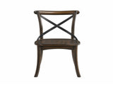 Set of 2 "X" Metal Back Side Chairs, Dark Oak and Black B016P314477