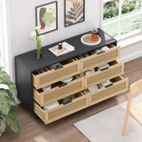 51.18"6-Drawers Rattan Storage Cabinet Rattan Drawer with White Drawer Slides,for Bedroom,Living W757P162761