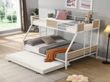 Twin Over FULL Metal Bunk Bed with Trundle 2 - Side Ladder and Full-Length Guardrail, No Box Spring W311133416