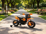 12V Kids Motorcycle 2 x 35W Electric Dirt Bike with Training Wheels Rear Suspension Horn Orange 80029182