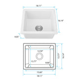 Quartz 18" L X 16" W Undermount Bar Sink With Grid And Strainer W1225P210522