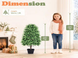 2 Pack 3FT Artificial Potted Trees, Two-Tone Green Small Round Leaf PE Faux Plants with 148 Tips, 53476726