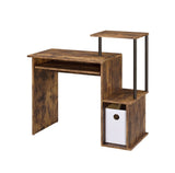 Weathered Oak and Black Computer Desk with Keyboard Tray B062P184565