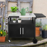 ZNTS Outdoor Grill Cart with Storage, Rolling Bar Cart Movable Kitchen Island for BBQ, Patio Dining Cart 64945841