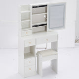 Small Size Left Drawer Desktop Vanity Table Cushioned Stool, 2 AC2 USB Power Station, Hair dryer W936P226043