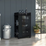 Baltimore Bar Cart with Casters, Glass Door and 2-Side Shelf B200P188862