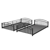 Twin Over Twin Metal Bunk Bed With Slide,Kids House Bed Black MF313919AAB