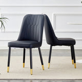 Black dining chairs and living room chairs. PU material and metal legs, suitable for kitchen, living W1151118969