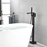 Freestanding Bathtub Faucet Tub Filler Matte Black Floor Mount Bathroom Faucets Brass Single Handle TH-F5506MB