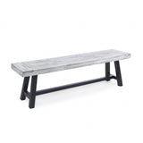 ZNTS Light Grey Sandblast Finish Acacia Wood Dining Bench with Black Rustic Metal Finish Frame 54562.00MP1SGRY