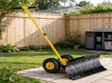 29" Blade Rolling Snow Pusher, Wheeled Snow Shovel with Adjustable Handle for Driveway & Sidewalk, 66892533