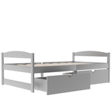 ZNTS Twin size platform bed, with two drawers, gray 72680589