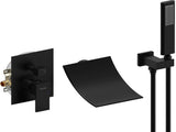 Male NPT Waterfall Shower head with Handheld, Matte Black Bathtub Shower Faucet with High Flow Wall 02156252
