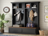 Farmhouse 4-in-1 Hall Tree with Wood Grain Bench, Mudroom Versatile Coat Rack with N721P313099B