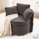 Fabric Swivel And Storage Chair With Back Cushion For Living Room,Dark Gray 56398032