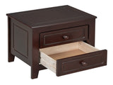 2-Drawer Nightstand for Bedroom, Mid Century Retro Bedside Table with Classic Design,Dark Walnut WF308187AAD