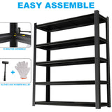 72.05 Inch Tall Black Metal Shelves with 5 Removable Dividers Are High Capacity and Load Bearing for W328P193845