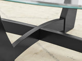 23.5 inch round glass table, black round table center table with glass top, small W487P317840