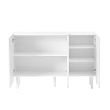 ON-TREND Cream Style Minimalist Shoe Cabinet with 5 Solid Wood Legs, Sideboard Buffet Cabinet with N721P180695K