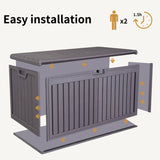 100 Gallon Resin Outdoor Deck Box Waterproof, Plastic Patio Box with Side Handles, Lockable W2556P211295