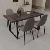 59" MDF black wooden table and modern chair set of 4 pieces, medieval wooden kitchen 67012791