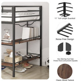 Adam sturdy junior twin loft bed black Cinnamon wood shelf for kids, space saving, Loft Bed B083P154188