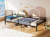 Twin Size Metal Bed Frame for Kids, Low Profile Platform Bed with Surrounding Guardrails and Metal W5635P548292