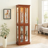 Curio Cabinet Lighted Curio Diapaly Cabinet with Adjustable Shelves and Mirrored Back Panel, W1693P154578