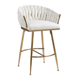 26'' Counter height bar stools velvet kitchen island counter bar stool with hand- wave back,golden W2215P147899