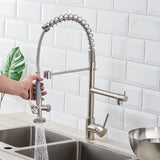 Commercial Kitchen Faucet Pull Down Sprayer Brushed Nickel,Single Handle Kitchen Sink Faucet W1932P172291