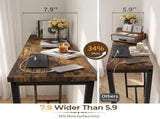 63" Console Table with US Standard Power Outlet, Melamine MDF Tabletop & Black Metal Frame, Rustic 43994043
