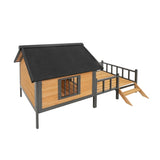 Outdoor Large Wooden Cabin House Style Wooden Dog Kennel with Porch W219P246168