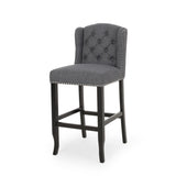 Vienna Contemporary Fabric Tufted Wingback 31 Inch Counter Stools, Set of 2, Charcoal and Dark Brown 64856.00CHAR
