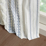 Cotton Printed Curtain Panel with Chenille Stripe and Lining B035129657