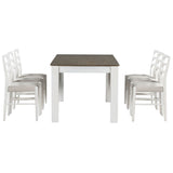 7-Piece Wooden Table Set Mutifunctional Extendable Table with 12" Leaf and 2 Drawers, 6 38960421