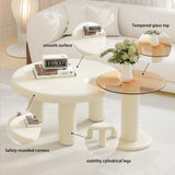 Circular Beige Cream Coffee Table Set Easy Assembly for Living Room 28373890