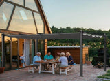 143.1" x 101.4" Retractable Canopy Metal Pergola, Heavy Duty Powder Coated Iron Frame Patio Pergola 55945350