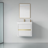 24" Wall-Mounted Bathroom Vanity with Sink, Floating Bathroom Storage Cabinet with Stone Resin W1573P211171