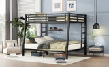 ZNTS Metal Full XL over Queen Bunk Bed for Teens and Adults,Space-Saving/Noise Reduced/No Box Spring W1307P224459