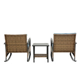 ZNTS 3pcs rocking rattan set wholesale leisure chair outdoor rattan rocking chair set grey W640134153